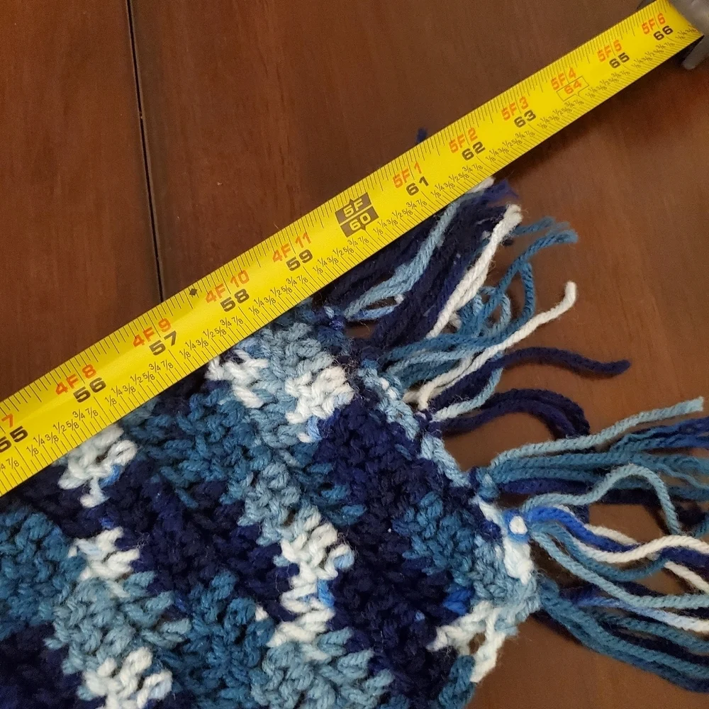 Handmade Knitted Scarf Multi-color Blue